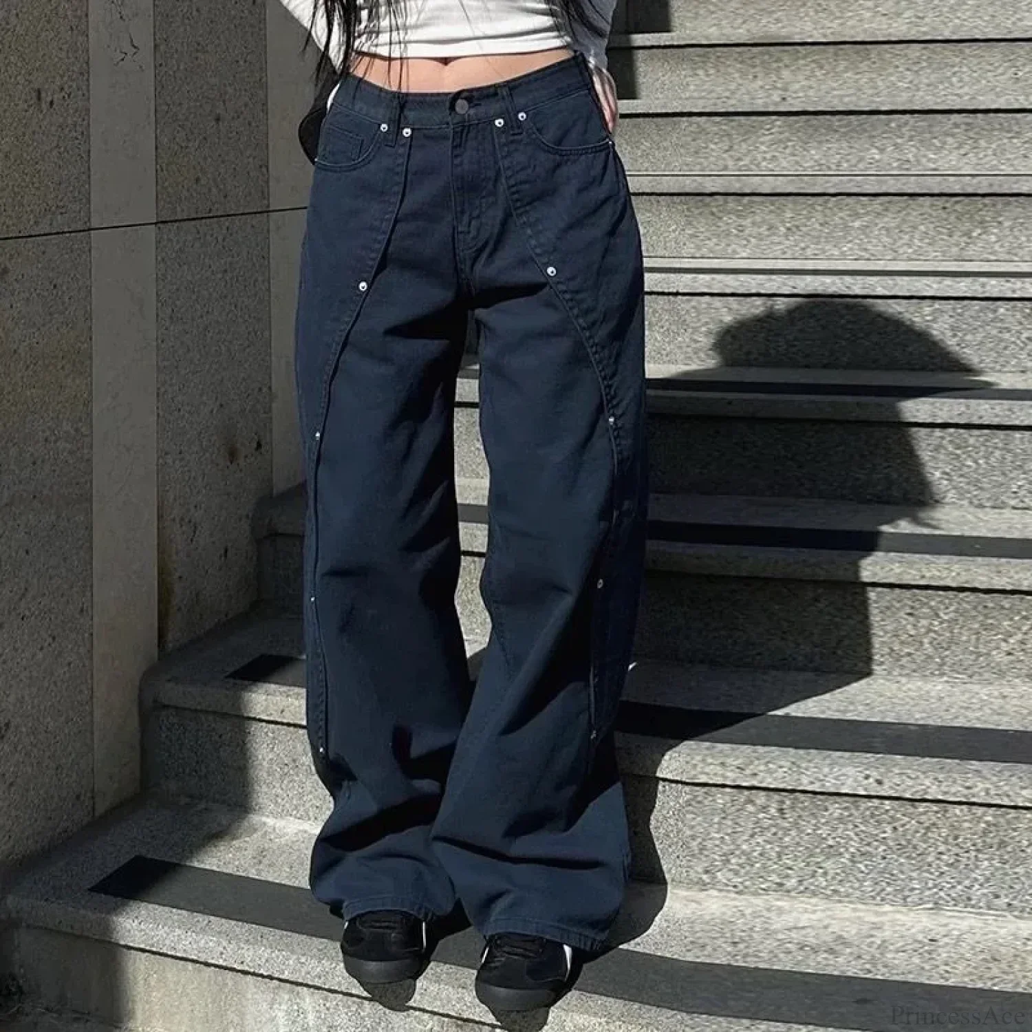 Washed Patchwork Y2K Women Jeans Pants - Image 6