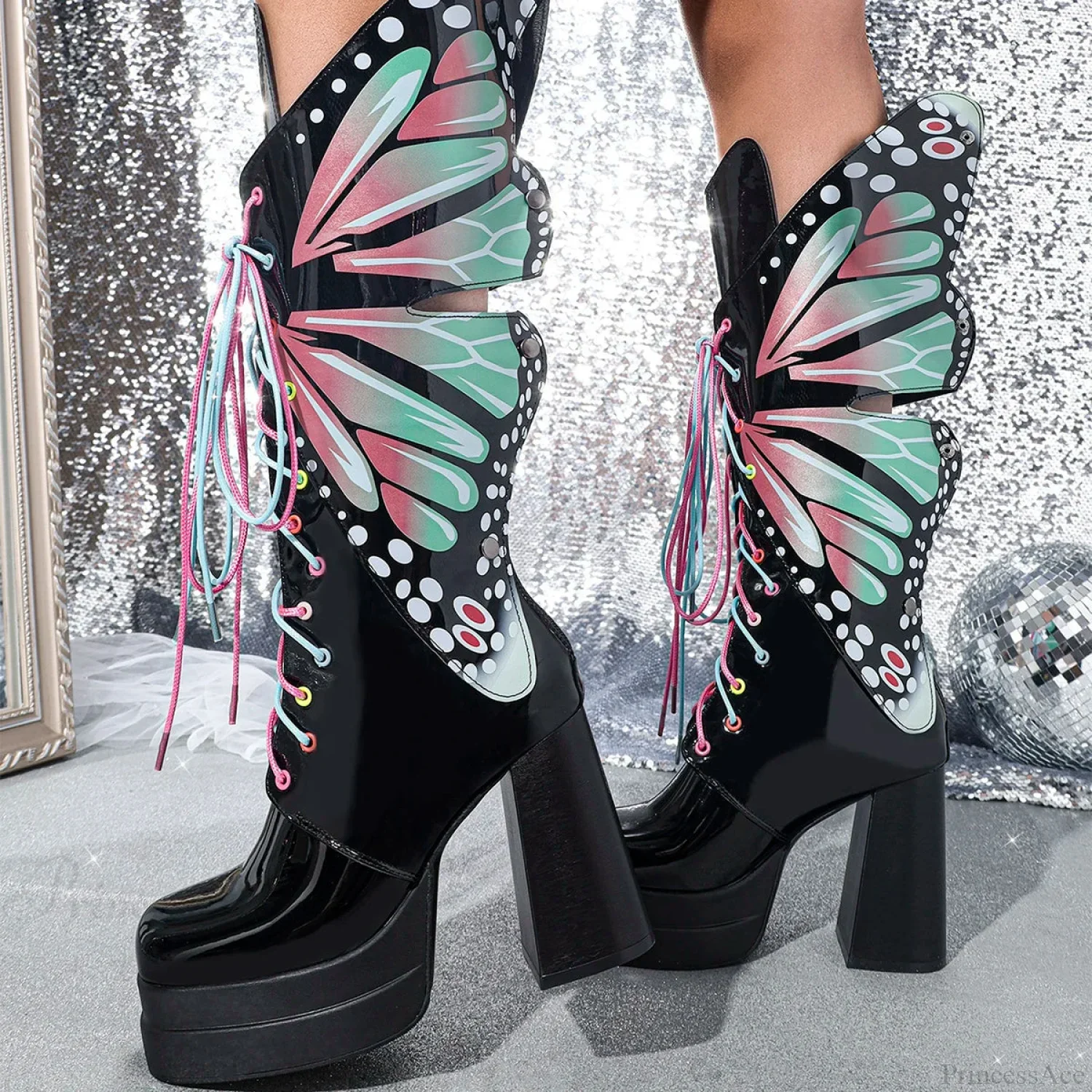 Water-resistant Stage Chunky Heel Mid-Calf Boot - Image 3