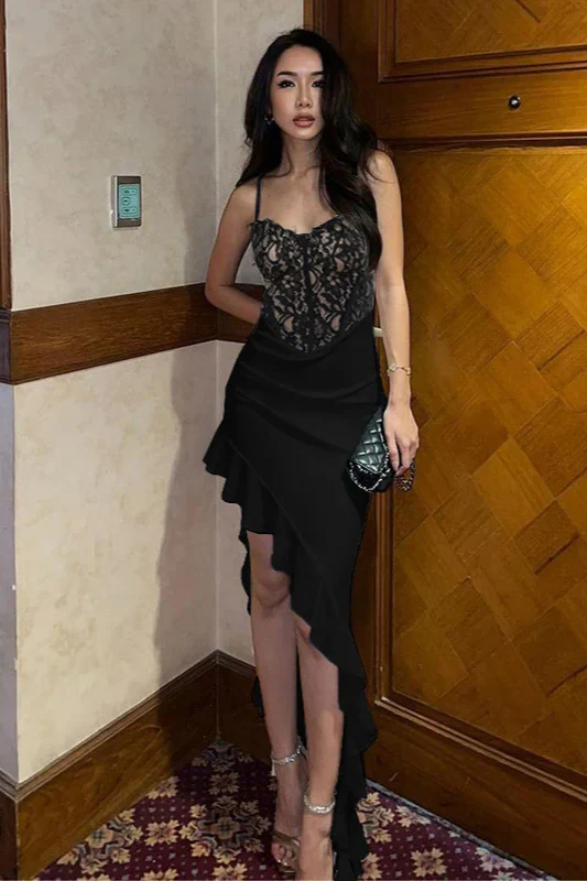 Wavy Hem Slit Bodycon party Dress - Image 11