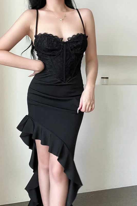 Wavy Hem Slit Bodycon party Dress - Image 12