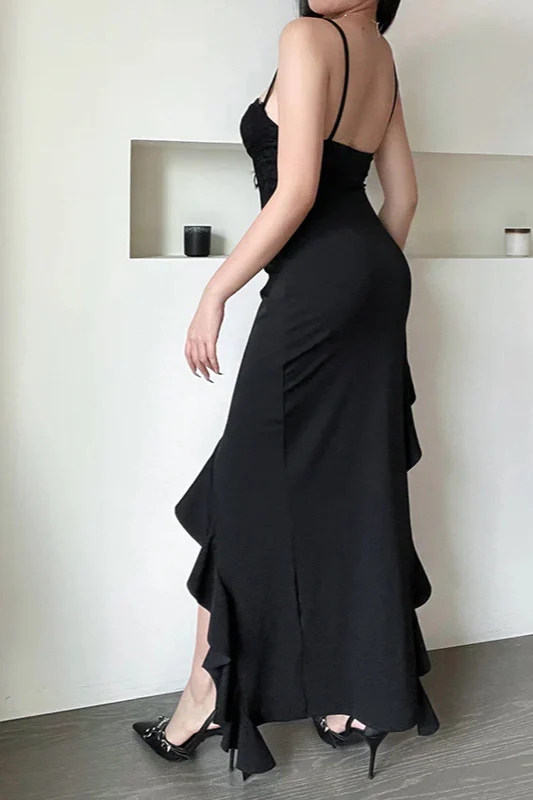 Wavy Hem Slit Bodycon party Dress - Image 16