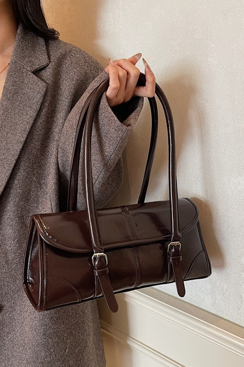 Waxed Leather Retro Long Handbag Chic Shoulder Underarm Commuter Bag - Image 11