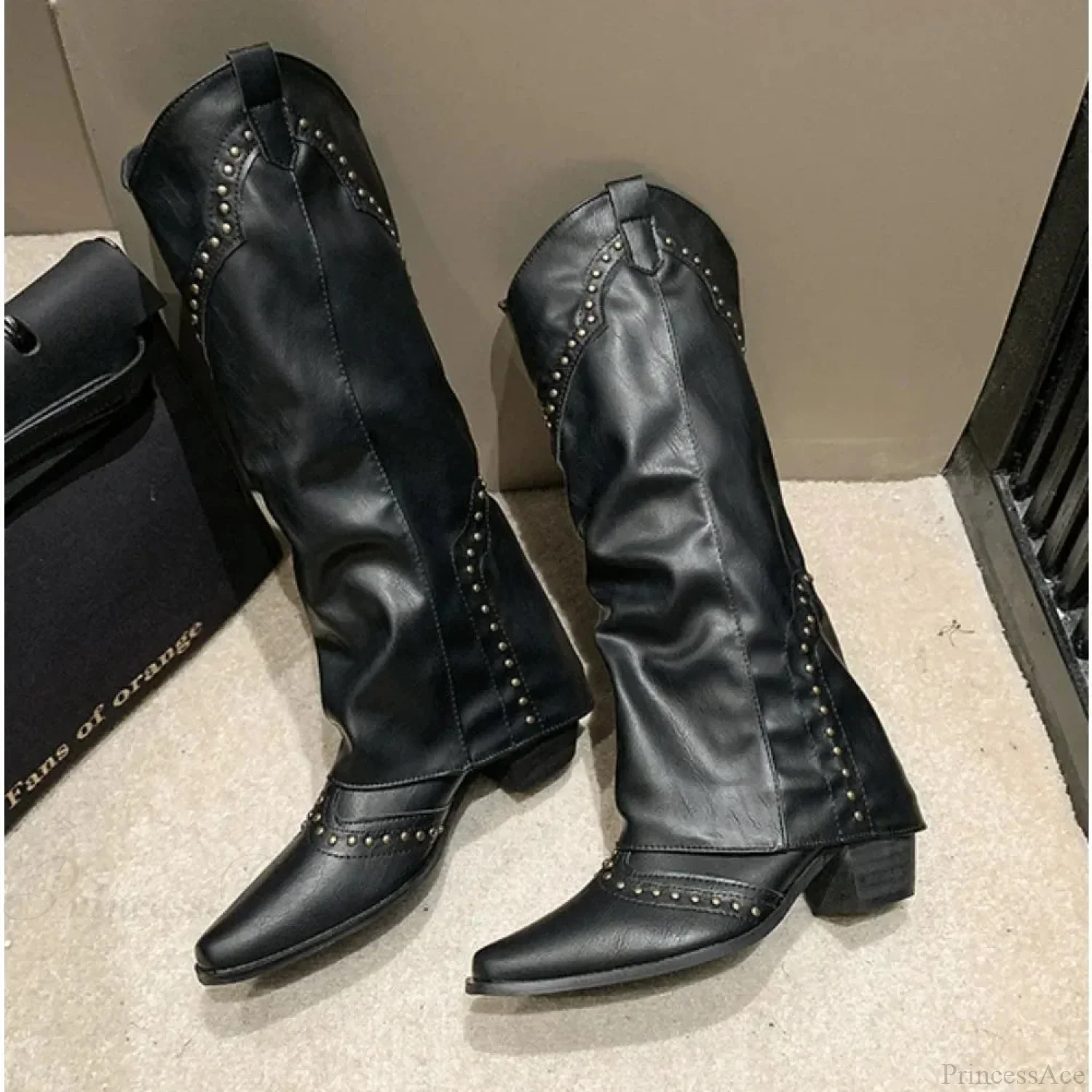 Western Cowboy Long Tube Punk Boot - Image 4