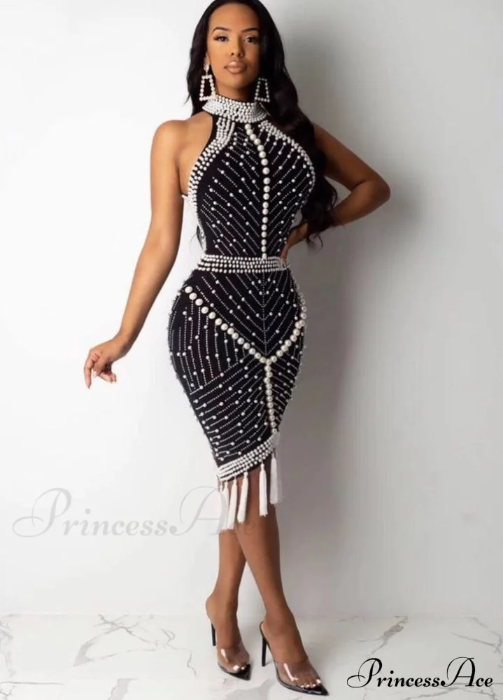 White Bandage High Sexy Tassel Black Rayon Quality Cocktail Gown Party Gown Celebrity Beading XL XXL