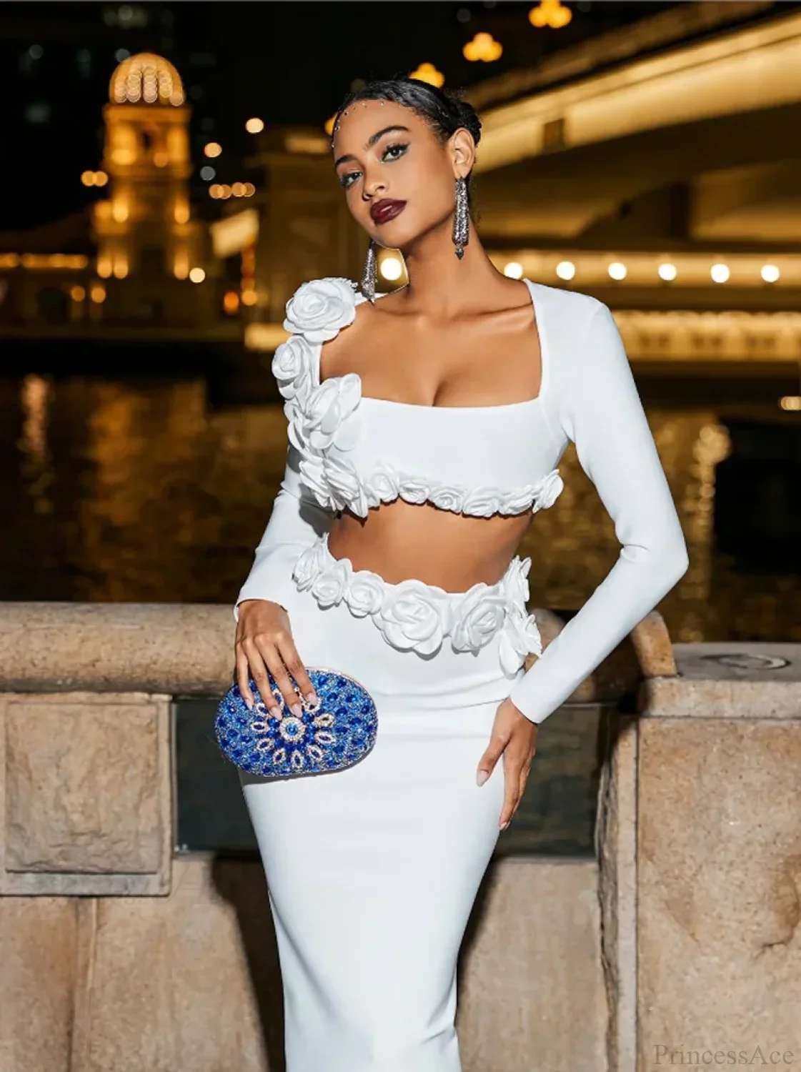 White Bandage Two-Piece Party Dress - Image 2