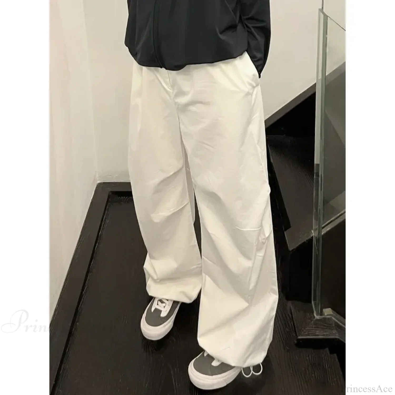 White Casual Elastic Pants - Image 6