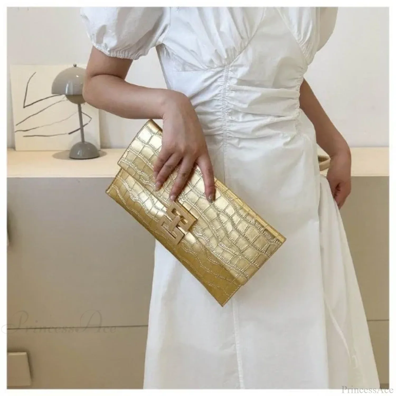 White Evening Banquet Clutch Wristlet - Image 2