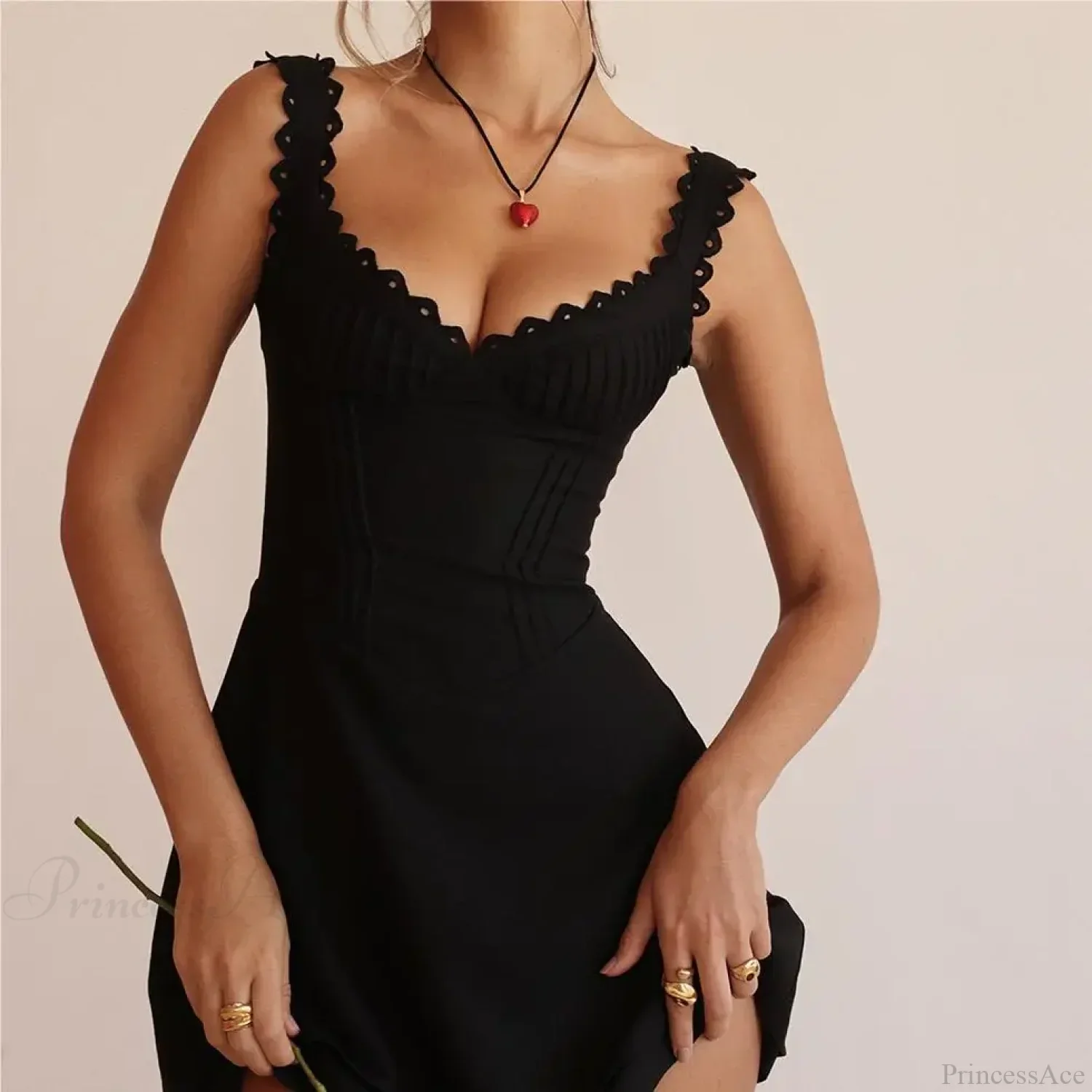 White Knitted Lace Mini Dress - Image 2