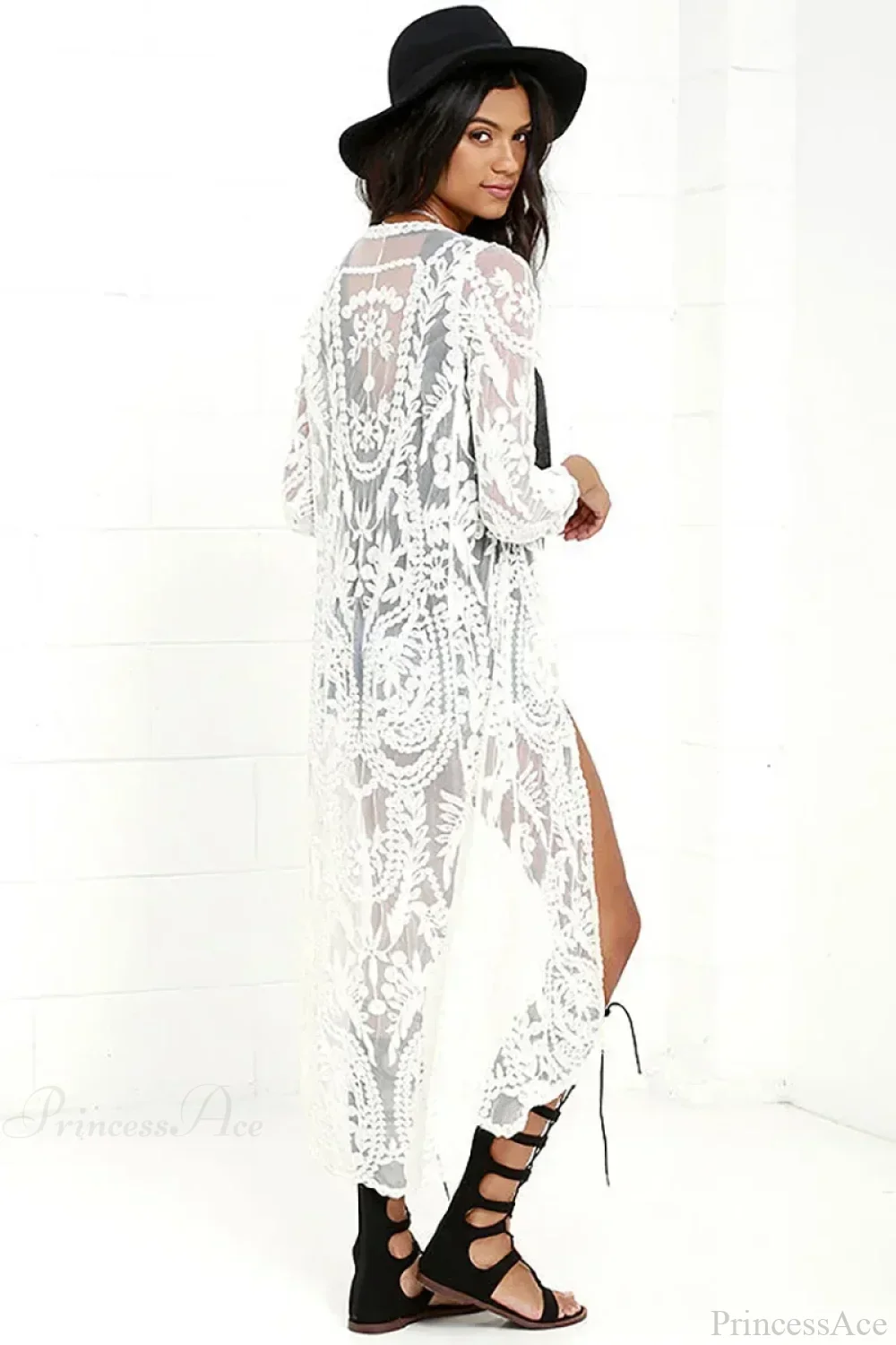 White Lace Kimono Boho Bikini Cover up - Image 6