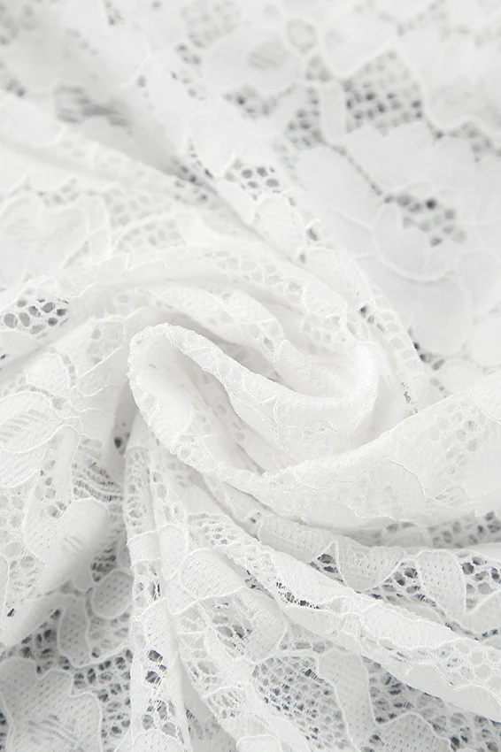 White Lace Sheer High Waist A-Line Skirt - Image 6