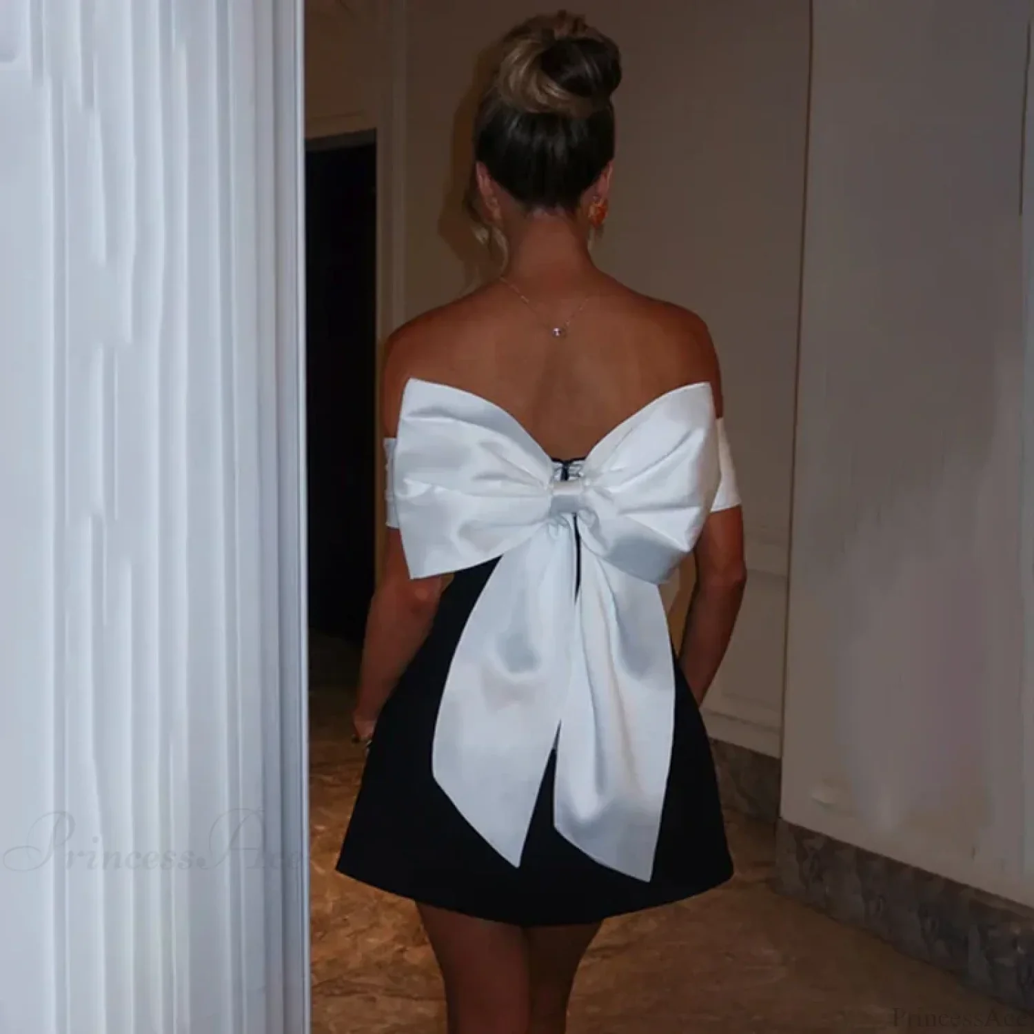 White Pearl Backless Party Dress - Image 6