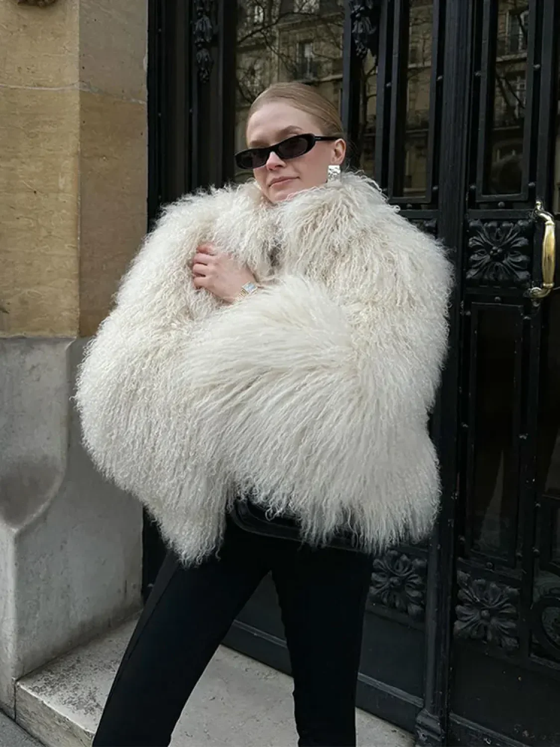 White Thicken Cropped Coat