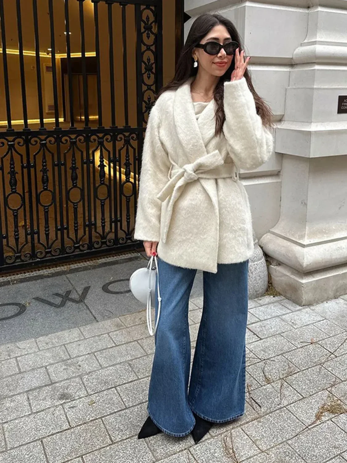White Woolen Blends Short Coat - Image 6