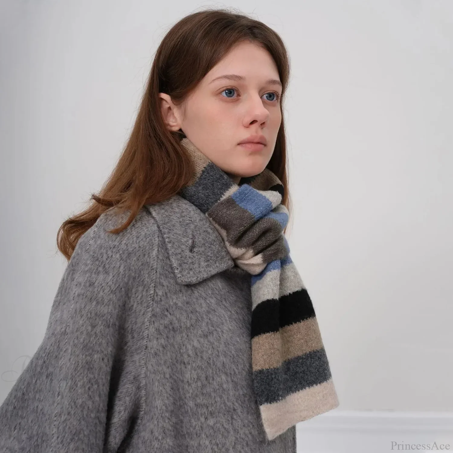 Winter Cashmere Shawl Women Colorful Striped Neck Scarf - Image 4
