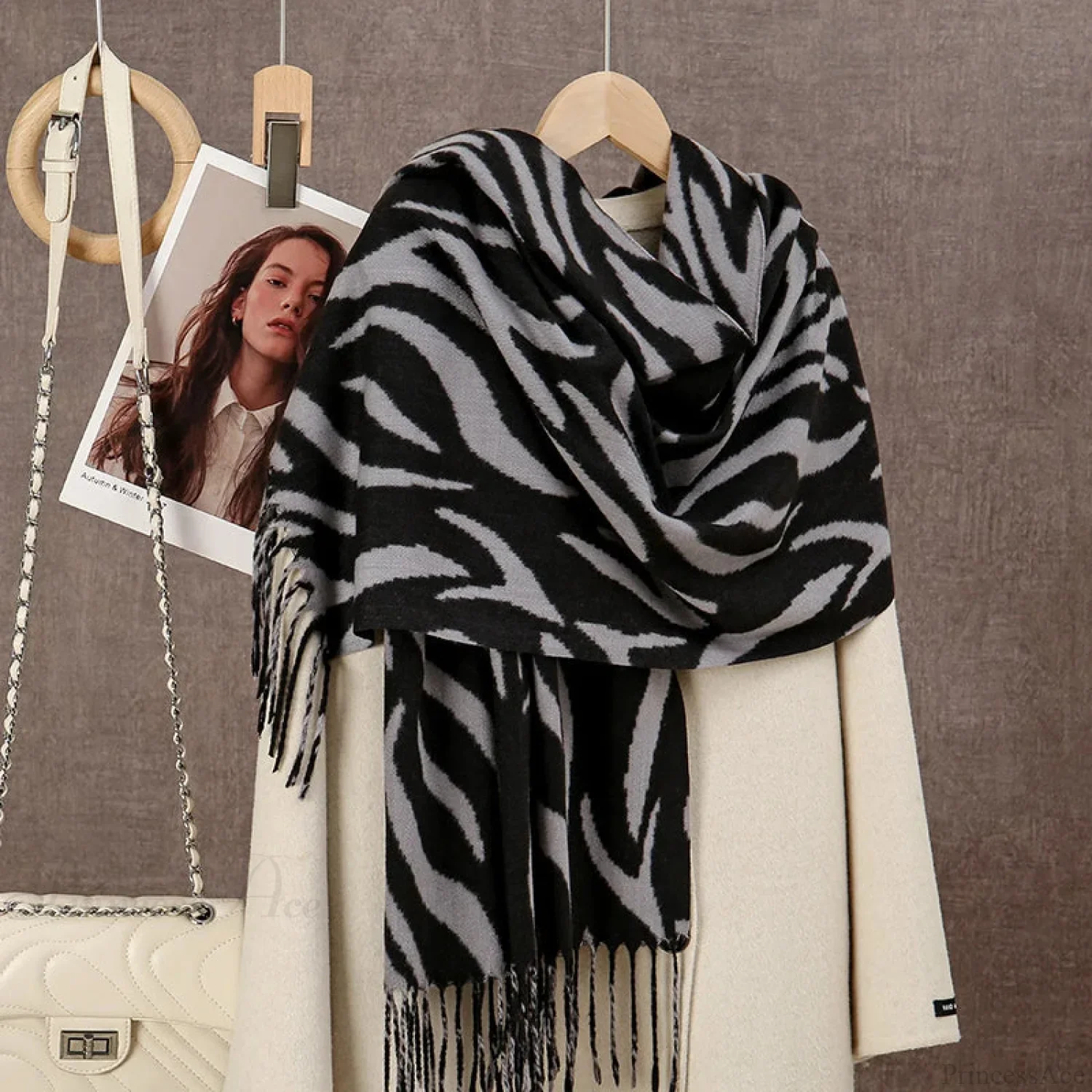 Winter Plaid Cashmere Poncho Tassel Scarf - Luxury Warm Thickened Unisex - Image 9