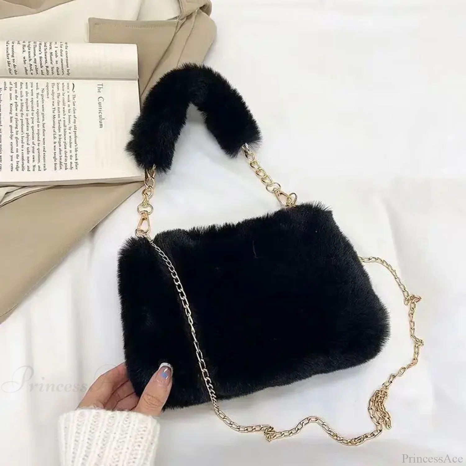 Winter Plush Fluffy Small Square Crossbody Handbag - Image 7