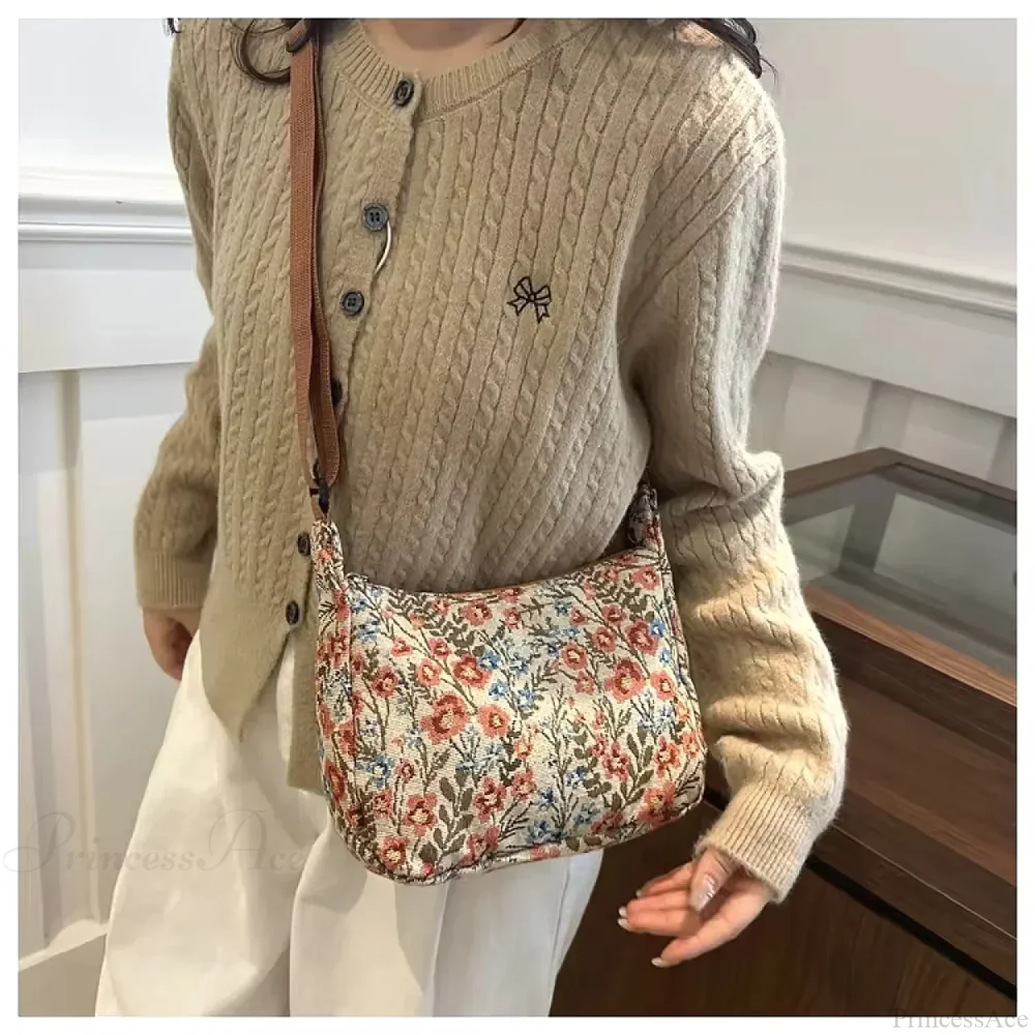 Winter Prints Crescent Cloth Crossbody