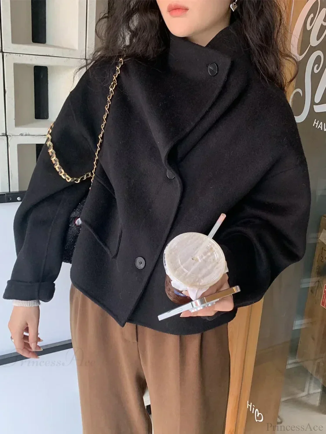 Winter Wool Stand Collar Single-Breasted Overcoat - Image 2