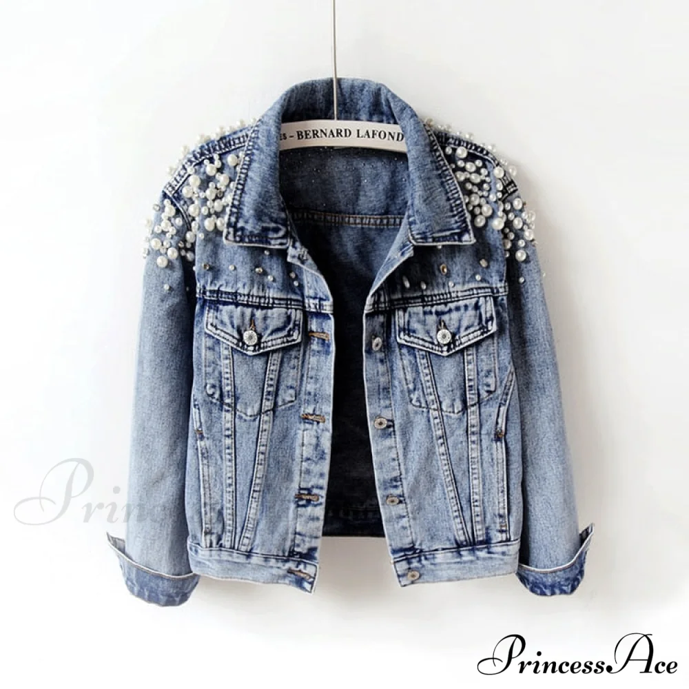 with Detailing New Autumn Women's Jacket Pearl - Denim Collection