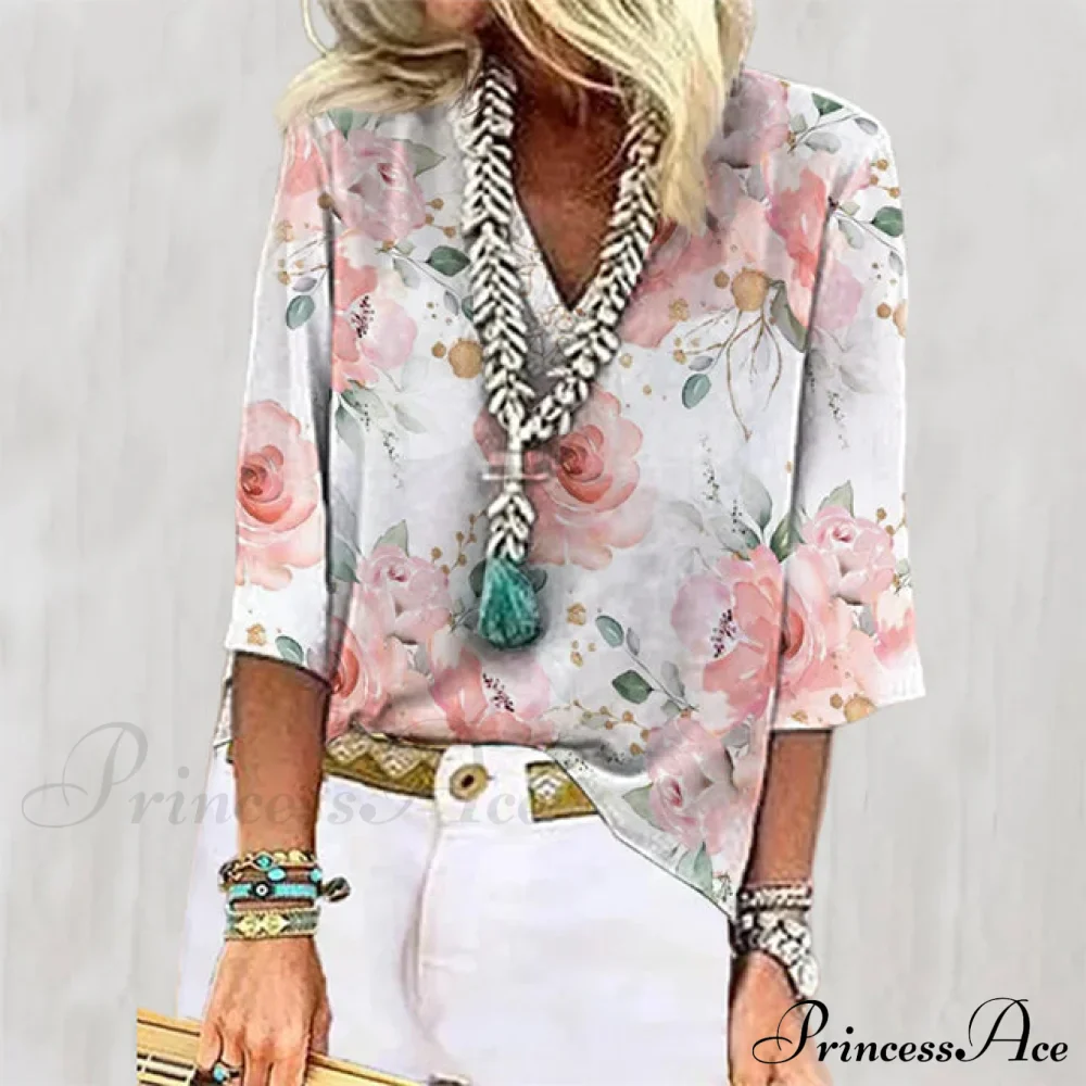 with Flowered Casual Blouse Print - Image 2