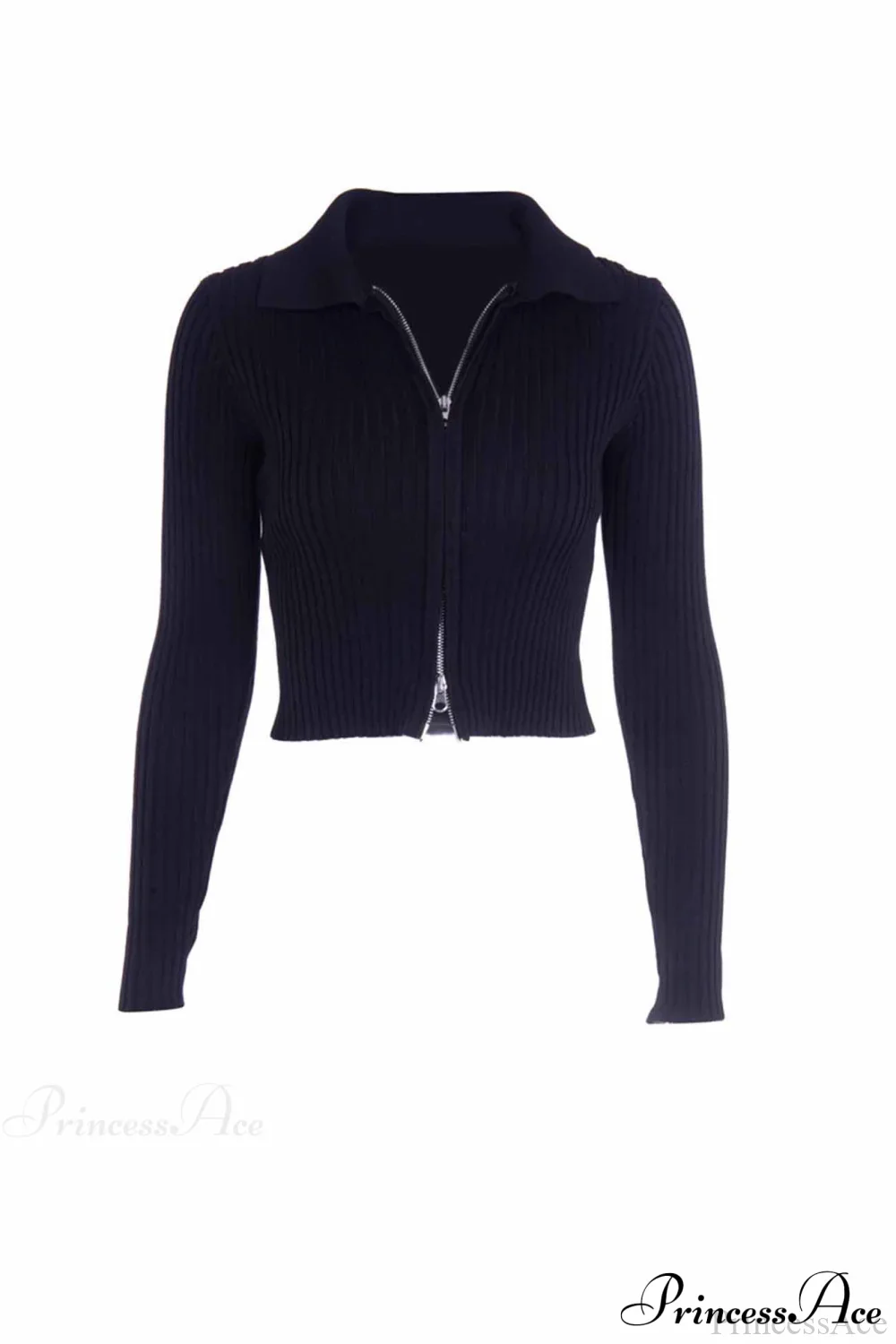 Polo Collar Knit Cardigan - Image 5