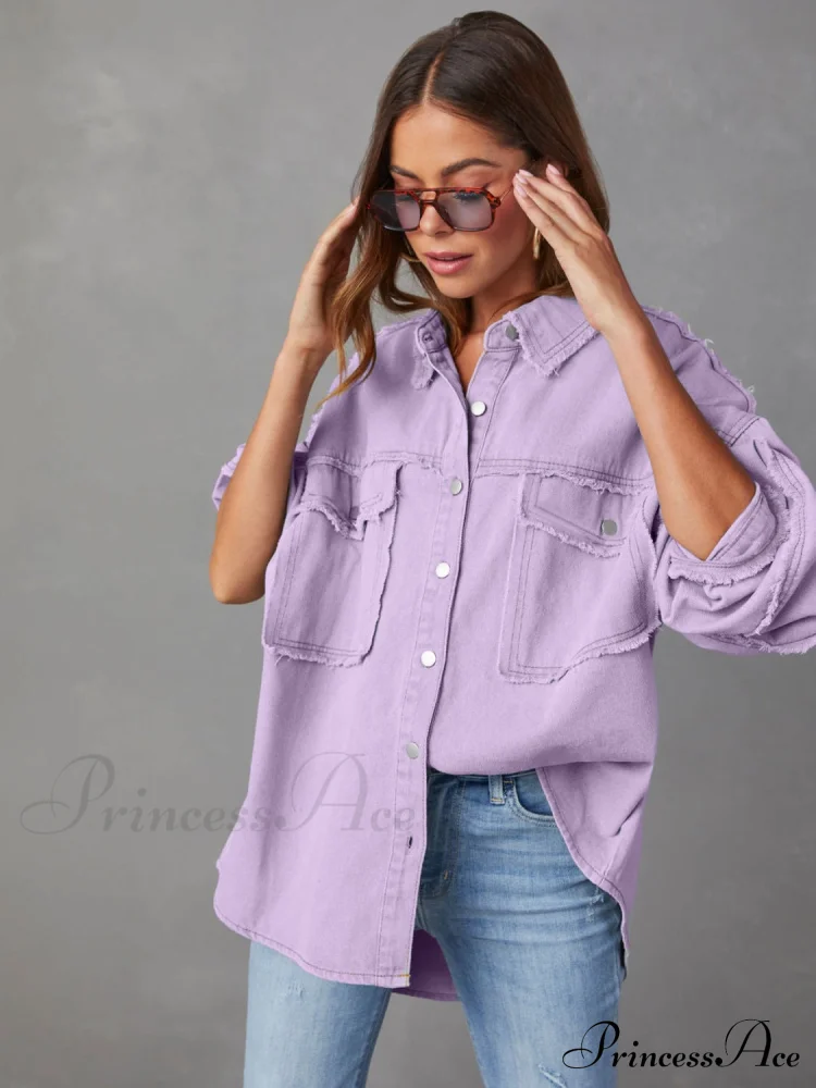 with Raw Jacket Dropped Hem Shoulder - Image 3