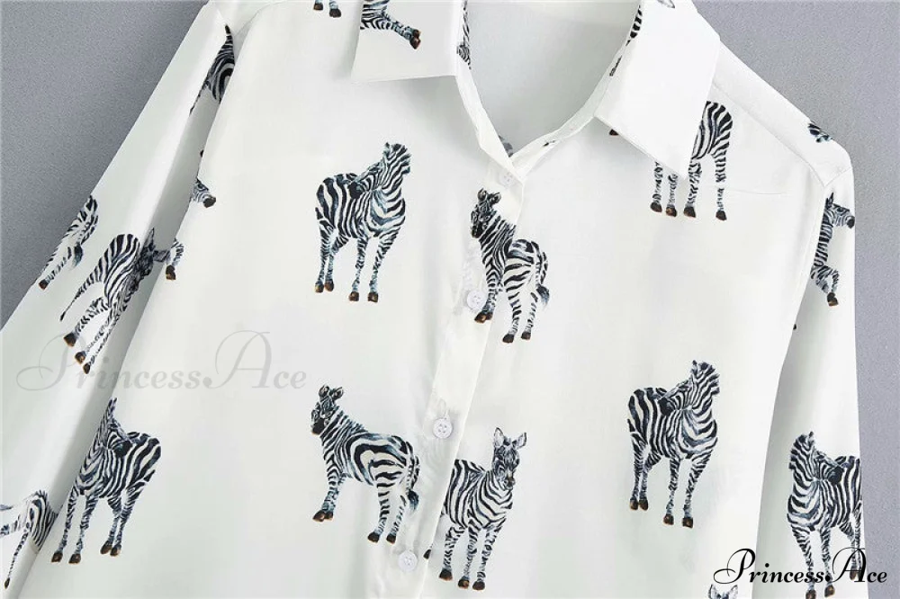 with Satin Blouse Design Arm - Long Women's Zebra Top - Image 23