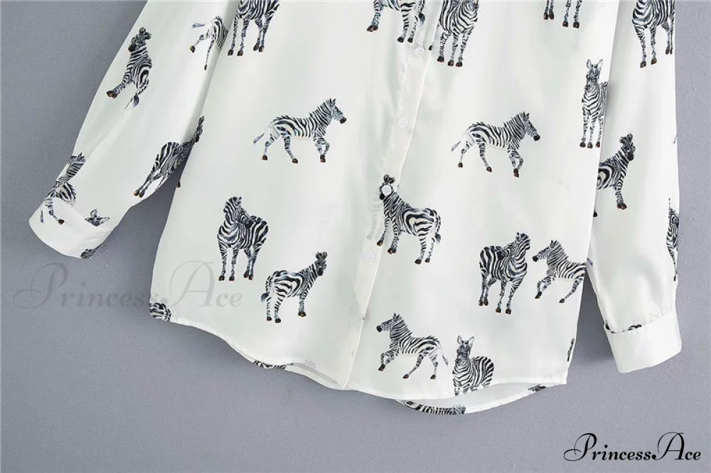 with Satin Blouse Design Arm - Long Women's Zebra Top - Image 24