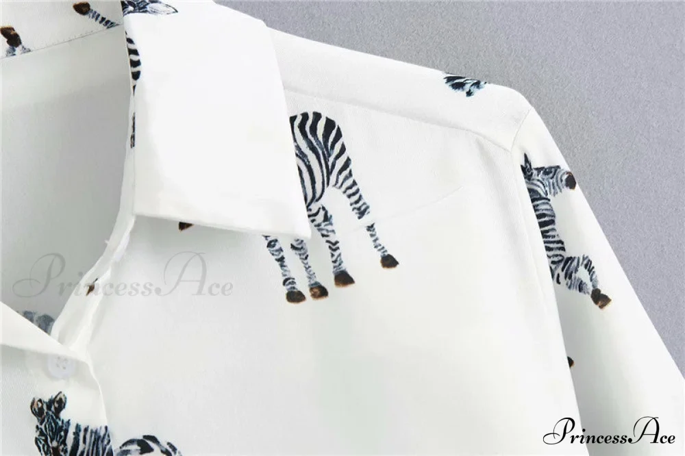 with Satin Blouse Design Arm - Long Women's Zebra Top - Image 25