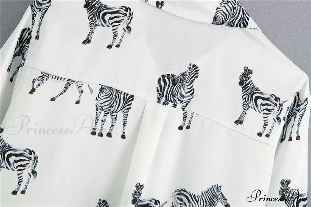 with Satin Blouse Design Arm - Long Women's Zebra Top - Image 26