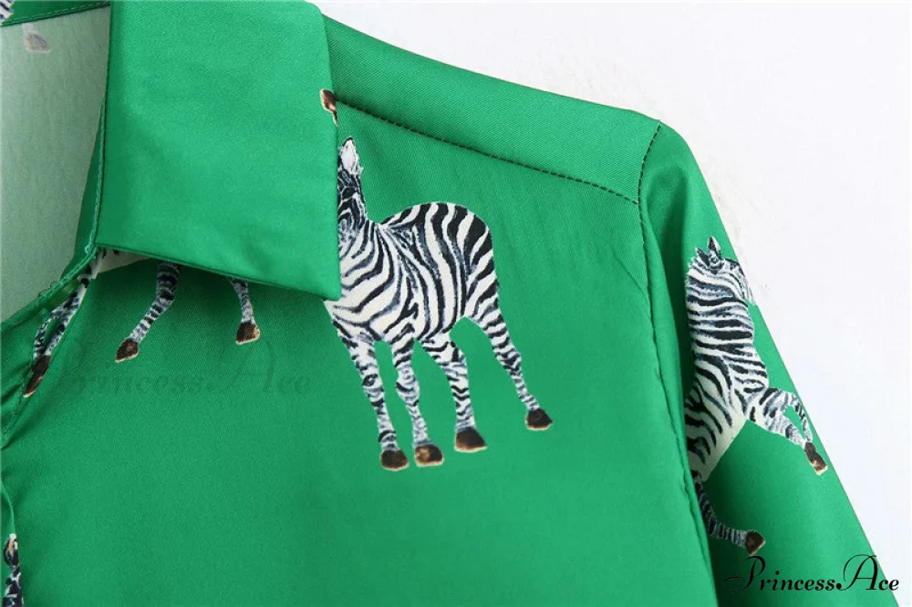 with Satin Blouse Design Arm - Long Women's Zebra Top - Image 28
