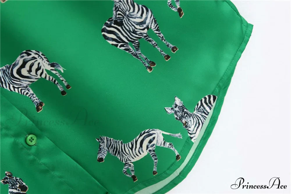 with Satin Blouse Design Arm - Long Women's Zebra Top - Image 31