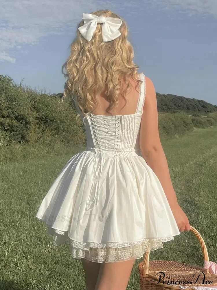 Elegant White Lace Spaghetti Dress - Image 5