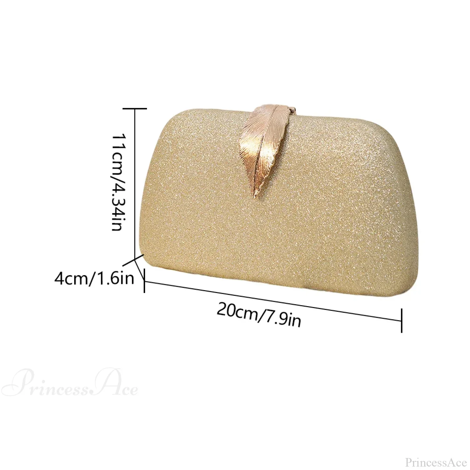 Women Leaf Design Clutch Bag Bling Chain Purse - Image 5