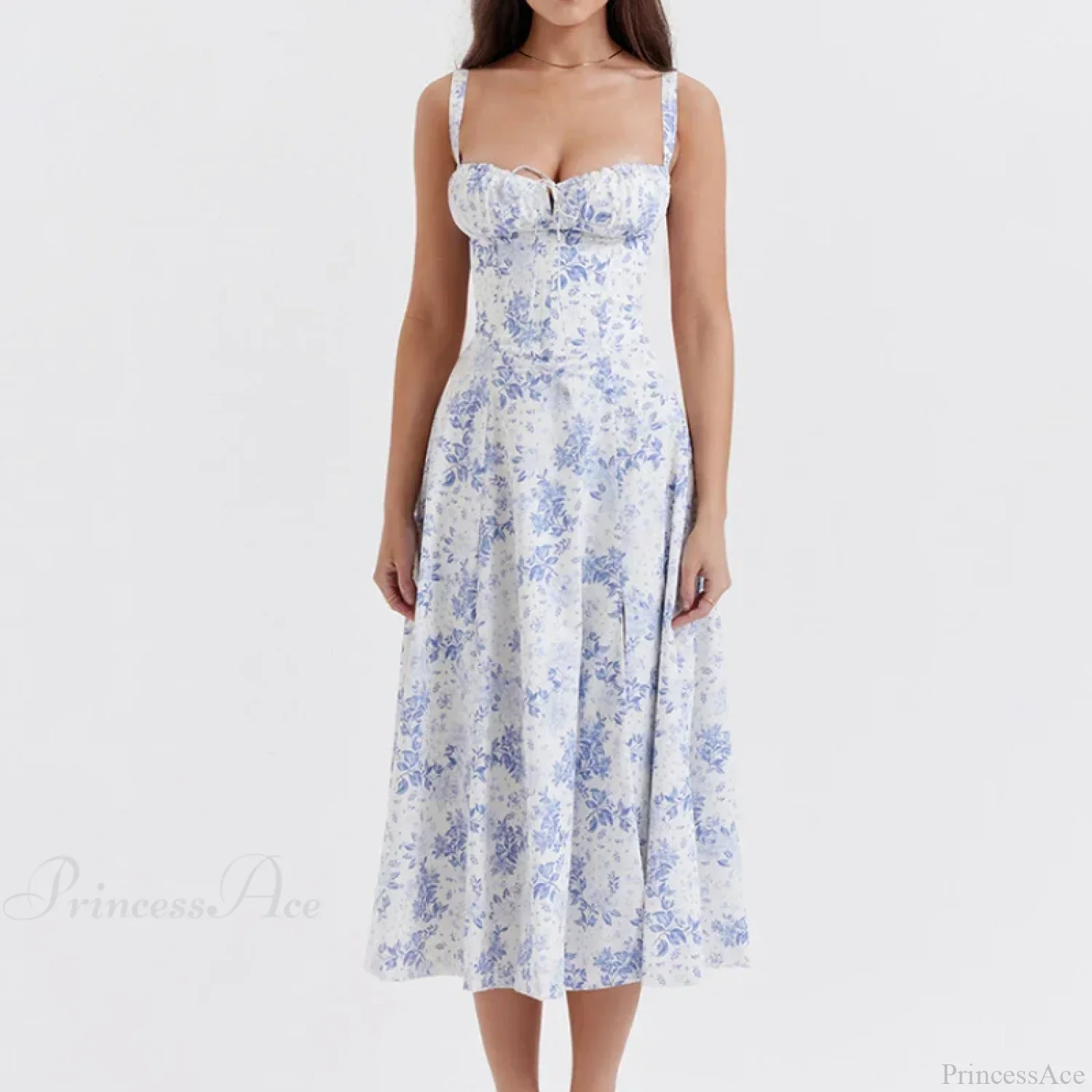 Boho Spaghetti Straps Tie Front Floral Dress - Image 2