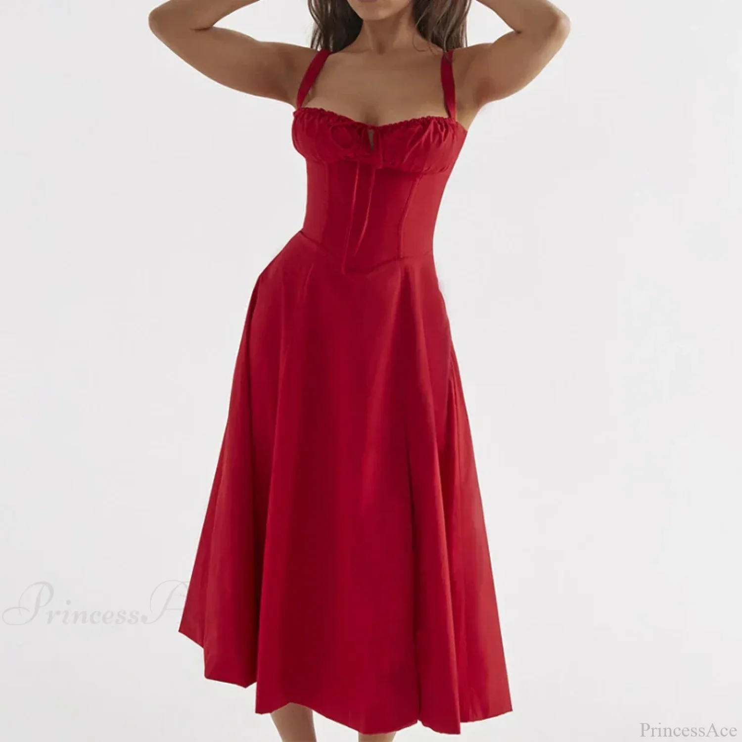 Boho Spaghetti Straps Tie Front Floral Dress - Image 5