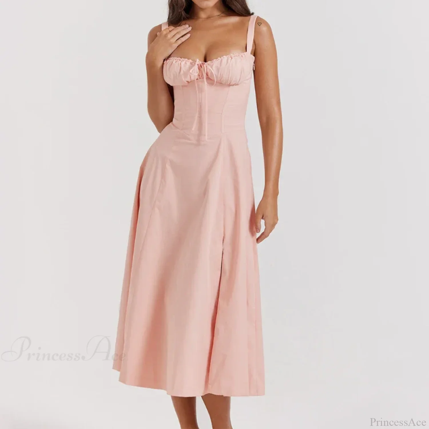 Boho Spaghetti Straps Tie Front Floral Dress - Image 6