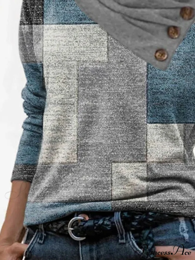 Geometric Print Long Sleeve T-Shirt - Image 3