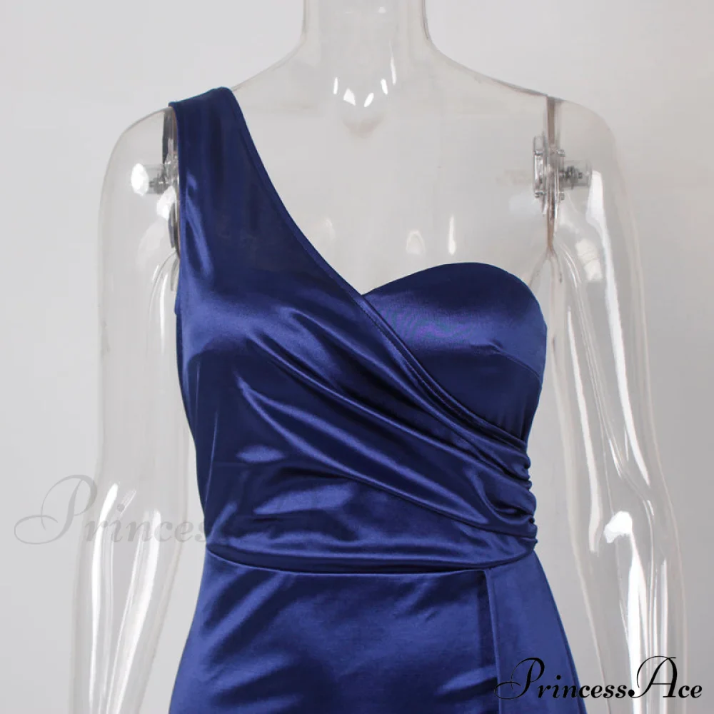 Women's Blue Evening Green Gown Full-Length Party Royal with Sexy Gown Satin Long Ribbon Draped Dress - Image 20