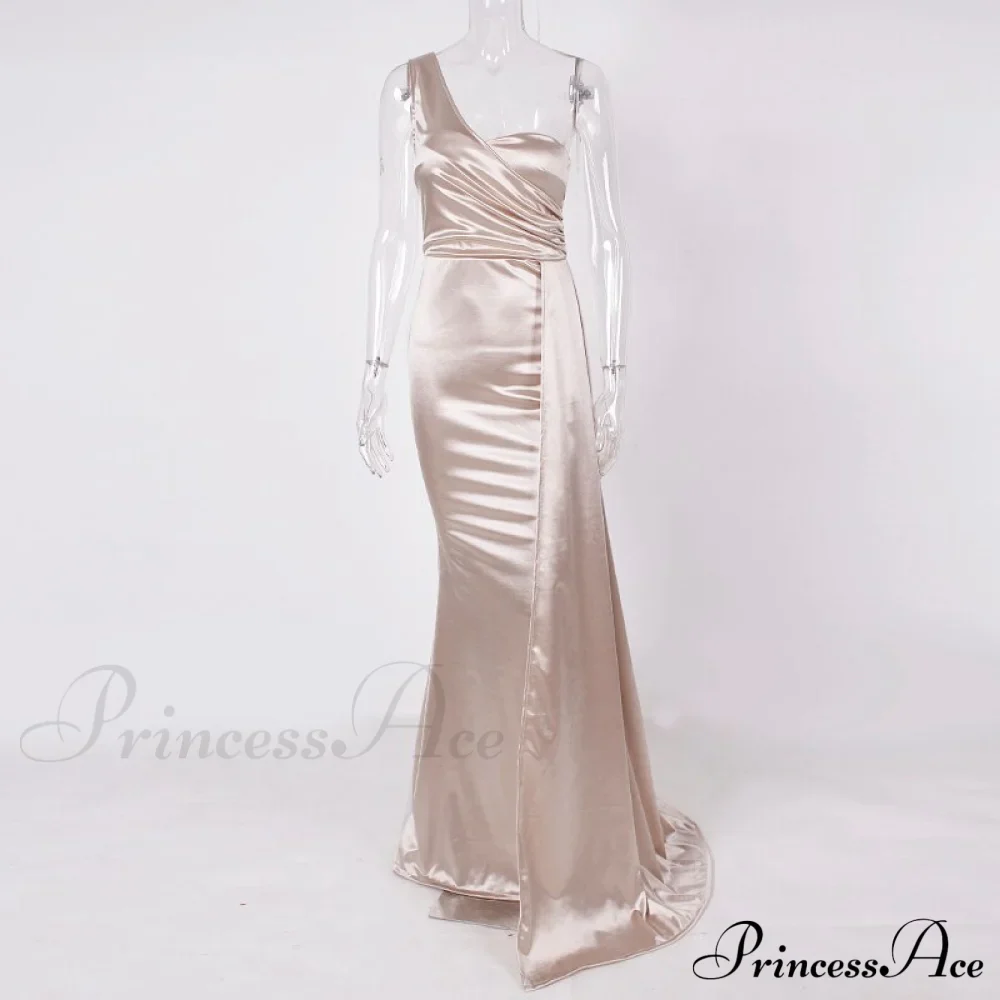 Women's Blue Evening Green Gown Full-Length Party Royal with Sexy Gown Satin Long Ribbon Draped Dress - Image 5