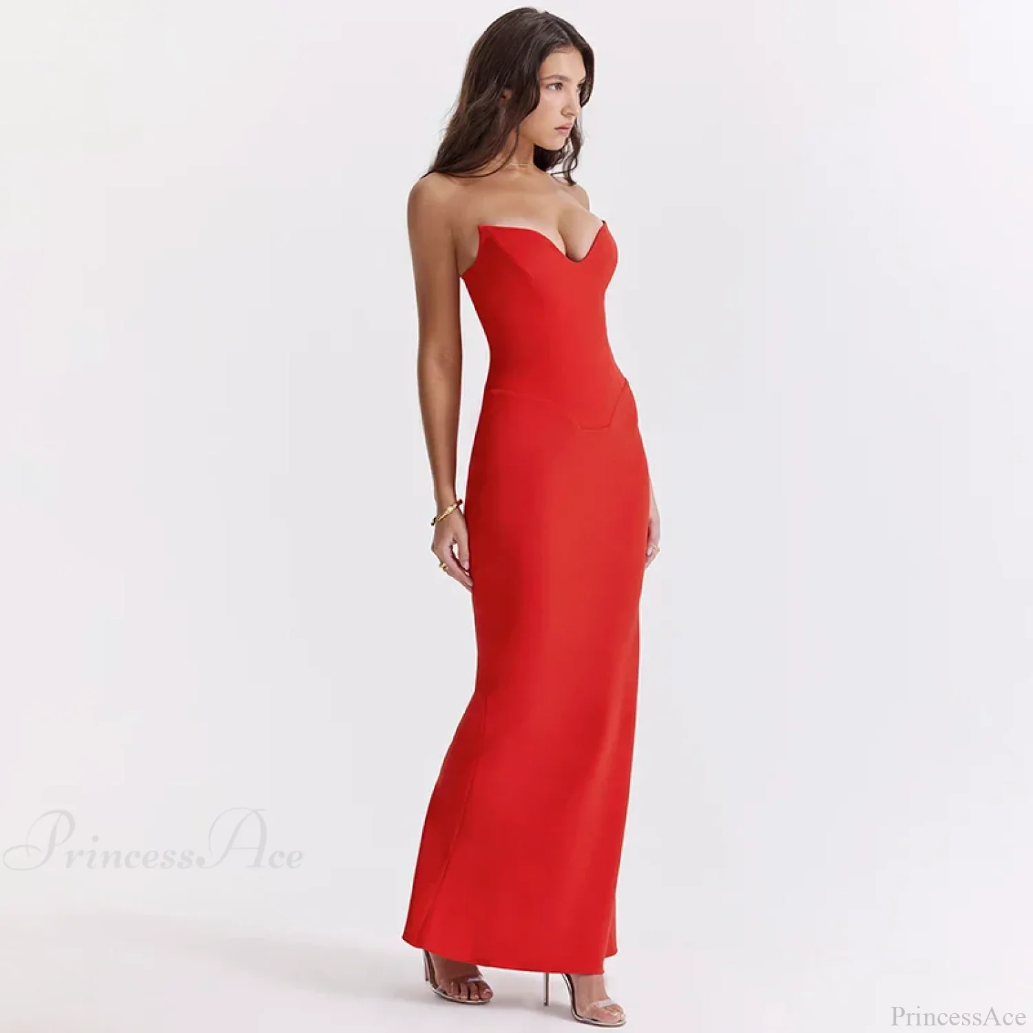 Elegant Fishbone Slim Sheath Fishtail Maxi Dress - Image 4