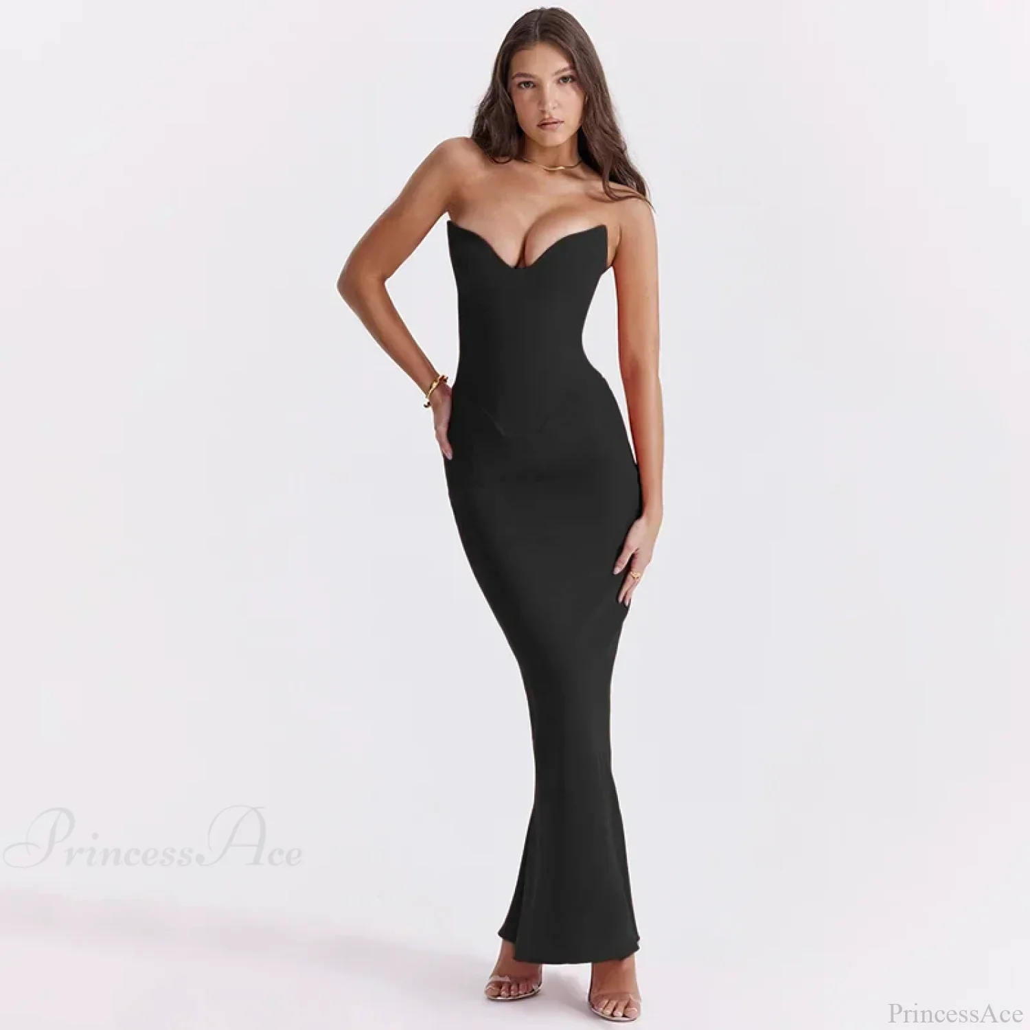 Elegant Fishbone Slim Sheath Fishtail Maxi Dress - Image 5