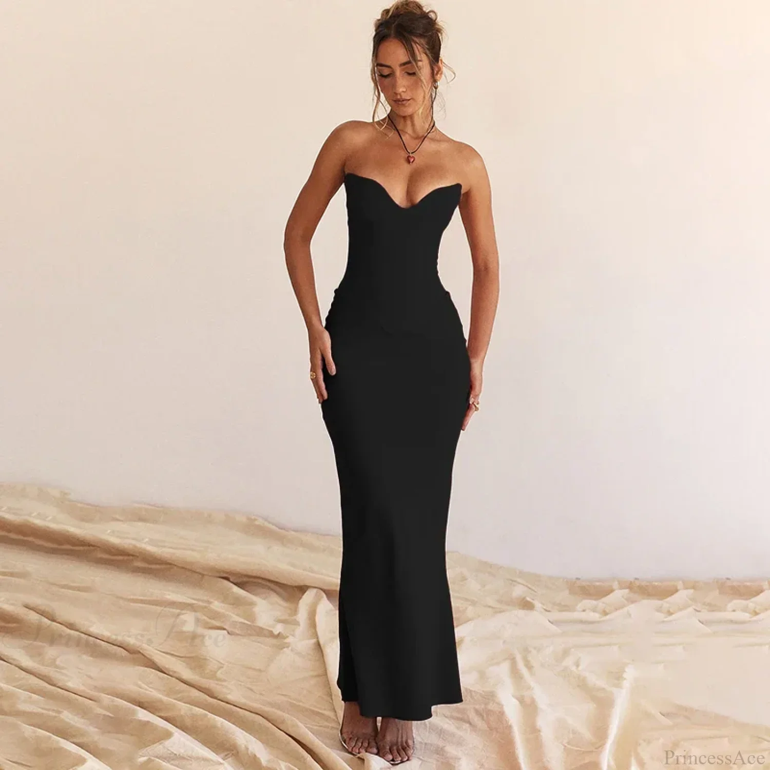 Elegant Fishbone Slim Sheath Fishtail Maxi Dress - Image 6