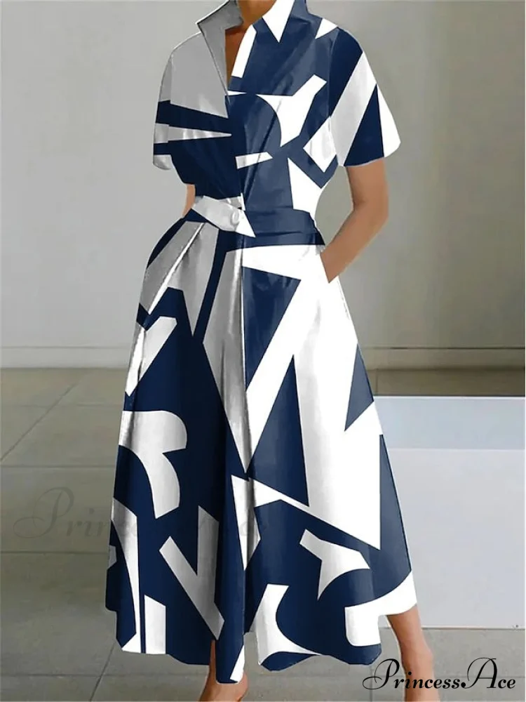 Women's Gown Neckline Button with Full-Length Casual and Blouse Pocket
