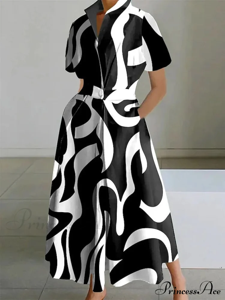 Women's Gown Neckline Button with Full-Length Casual and Blouse Pocket - Image 6