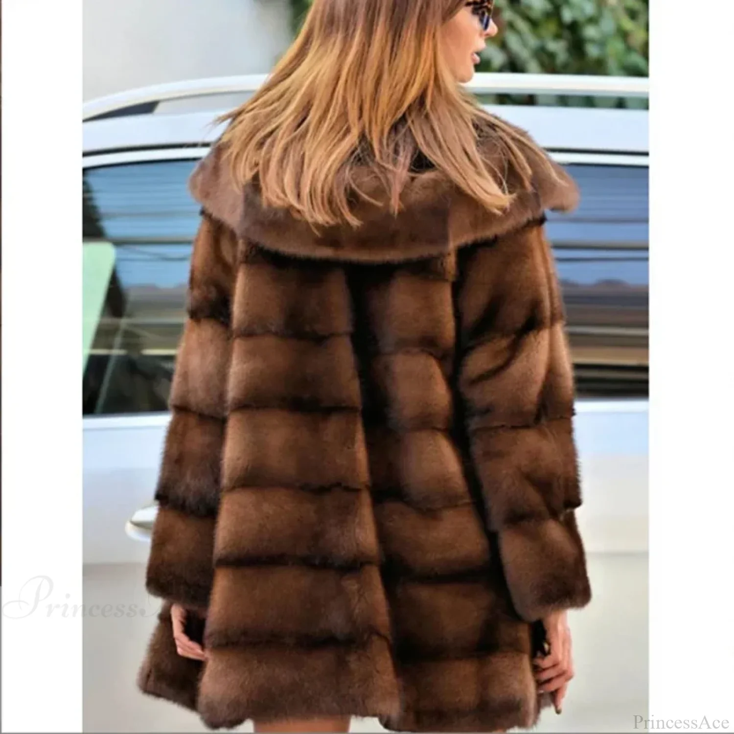 Women's Mink Hooded Long Coat - Image 3