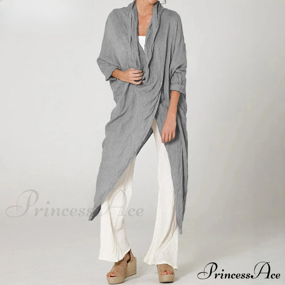 Solid Asymmetrical Cowl Neck Blouse - Image 6