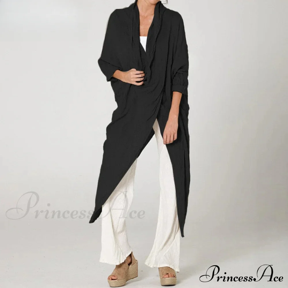 Solid Asymmetrical Cowl Neck Blouse - Image 7