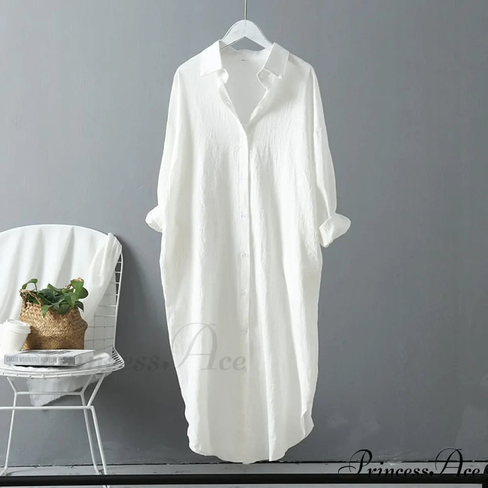 Women's Spring/Autumn Arm - Fit Blouse Loose Casual Gown with Long Buttons - Image 4