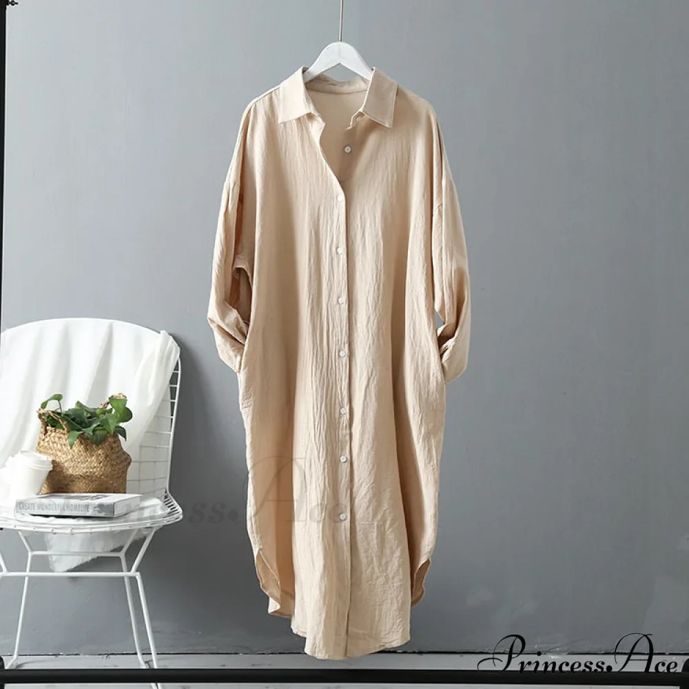 Women's Spring/Autumn Arm - Fit Blouse Loose Casual Gown with Long Buttons - Image 5